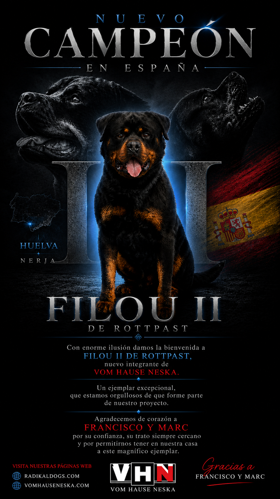 Filou II de Rottpast Campeón de España de Belleza 2026 presentado por Vom Hause Neska